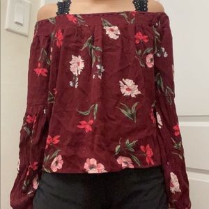 Great for summer and maroon flower shirt